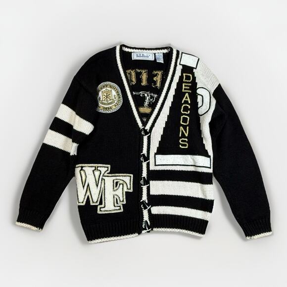 Belle Pointe Sweaters - VTG Wake Forest Demon Deacons Belle Pointe Knit Cardigan Sweater Adult Size S